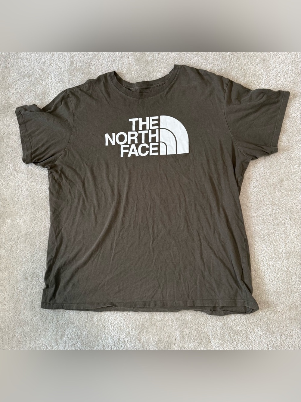 The North Face short sleeve graphic t shirt, logo, olive green, men’s 2XL